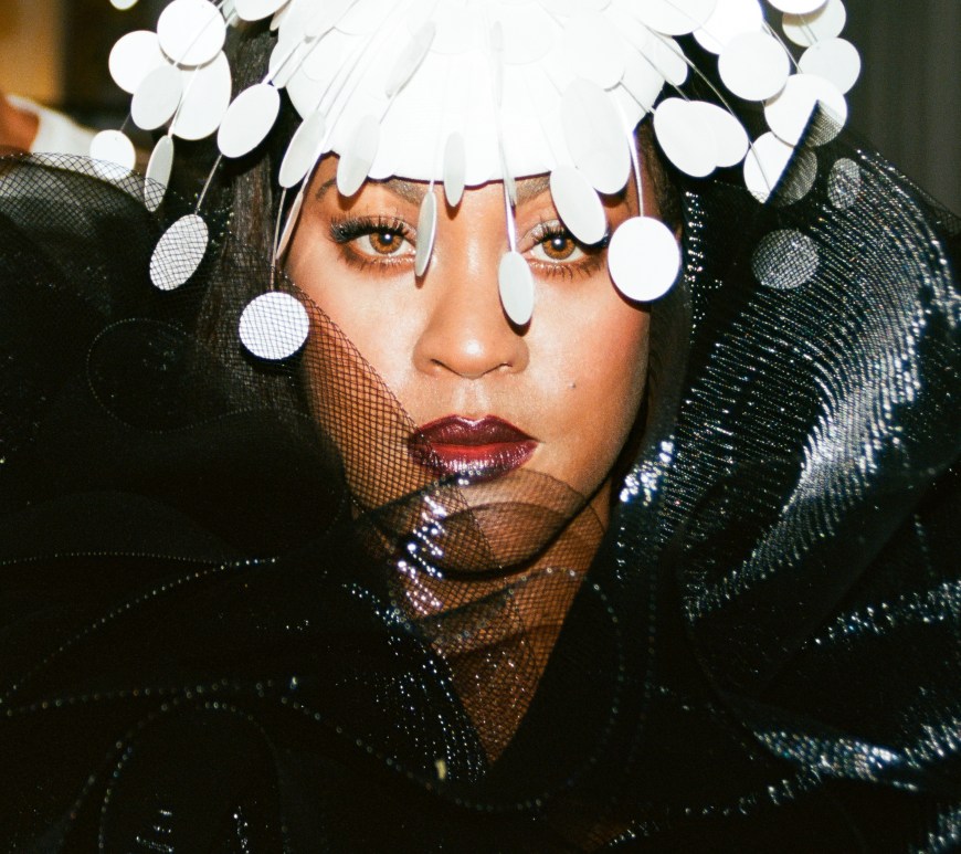 Shontelle wearing Philip Traecy hat - backstage of Fault Magazine interview photoshoot in London